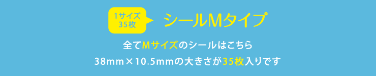 名前シールMサイズ 全てMサイズのシールはこちら 38mm×10.5mmの大きさが35枚入りです