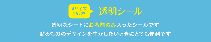 透明シール 透明なシートにお名前のみ入ったシールです 貼るもののデザインを生かしたいときにとても便利です